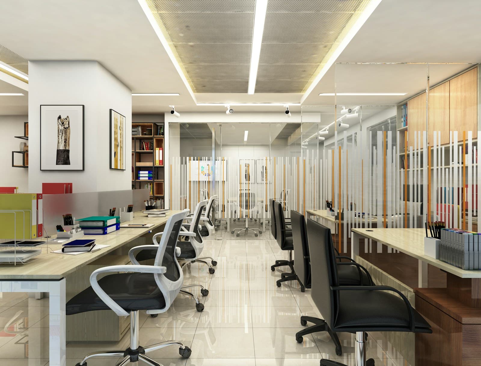 Professional team collaborating in a modern business workspace